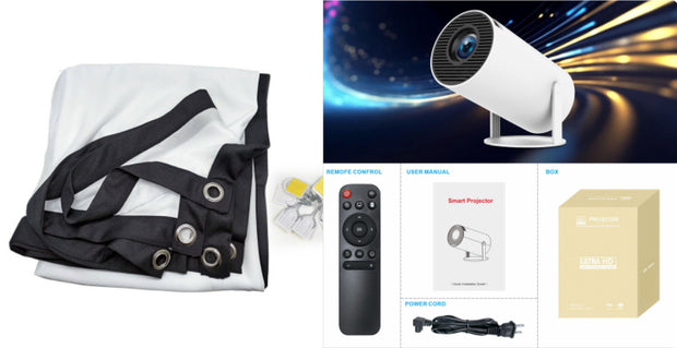  HY300 Pro Projector includes remote control, user manual, and packing accessories.