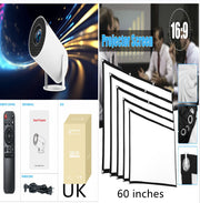 HY300 Pro Projector showcasing 180° free projection capabilities and multiple angle settings.