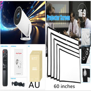 HY300 Pro Projector showcasing 180° free projection capabilities and multiple angle settings.
